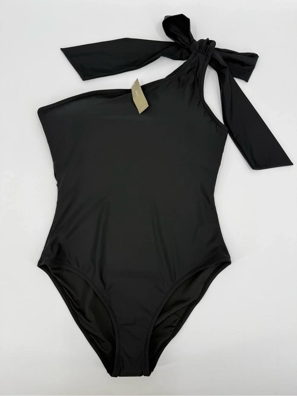 J. Crew Black Bow One Shoulder One Piece Swimsuit Size 14